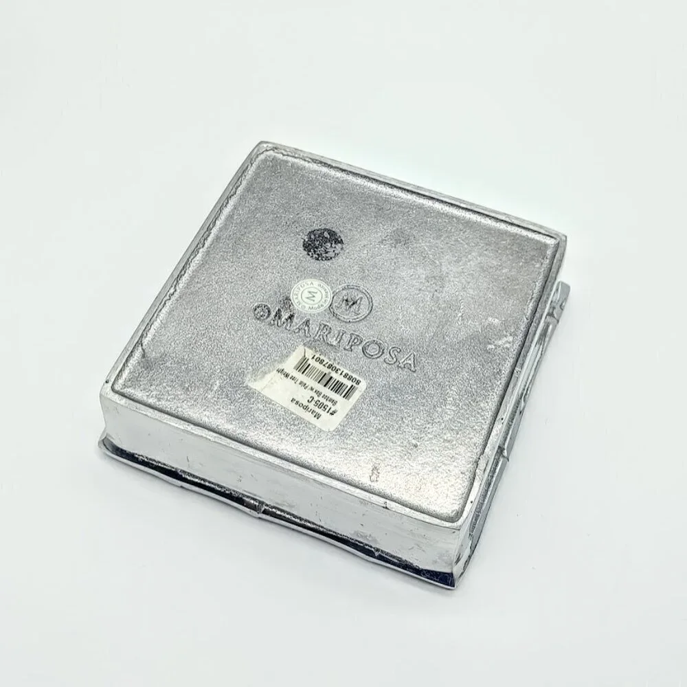 Mariposa Bamboo Square Metal Napkin Box NWT